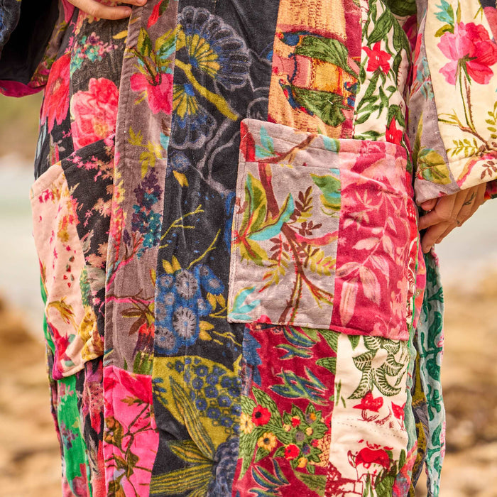 Velvet Bloom Kimono Robe - Boho Luxe Floral Wrap for Endless Wanderlust