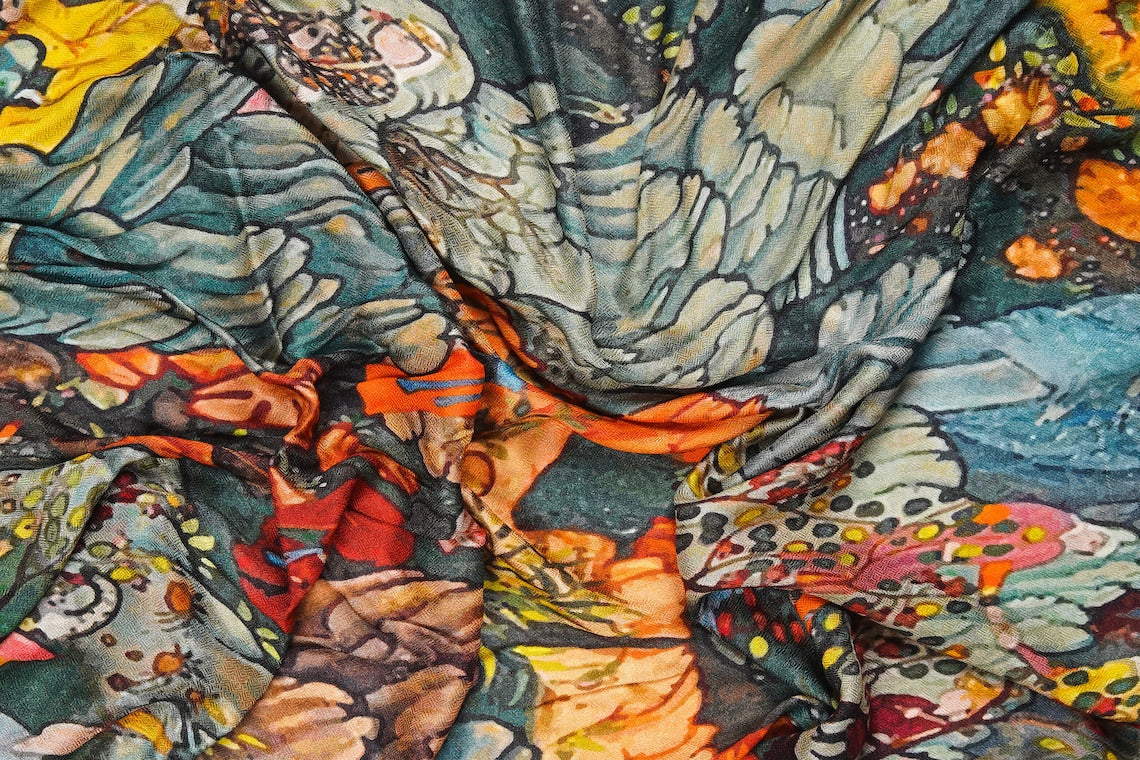 Silk Modal Scarf, long all season scarf in luxurious fabric blend, shawl and wrap, accessories for women, gifts for her, summer scarf, shawl - Green