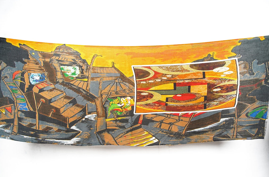 Silk Modal Scarf, long all season scarf in luxurious fabric blend, shawl and wrap, accessories for women, gifts for her, summer scarf, shawl - Grey/Brown