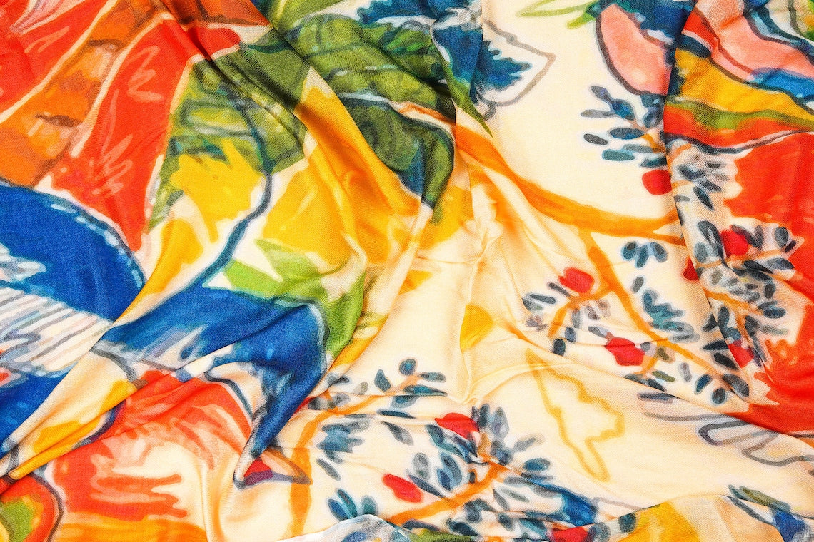 Silk Modal Scarf, long all season scarf in luxurious fabric blend, shawl and wrap, accessories for women, gifts for her, summer scarf, shawl - Cream/Yellow