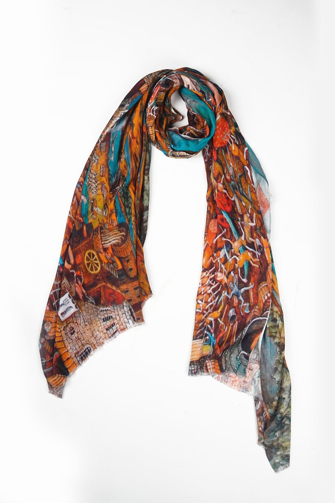 Silk Modal Scarf, long all season scarf in luxurious fabric blend, shawl and wrap, accessories for women, gifts for her, summer scarf, shawl - Brown/Blue