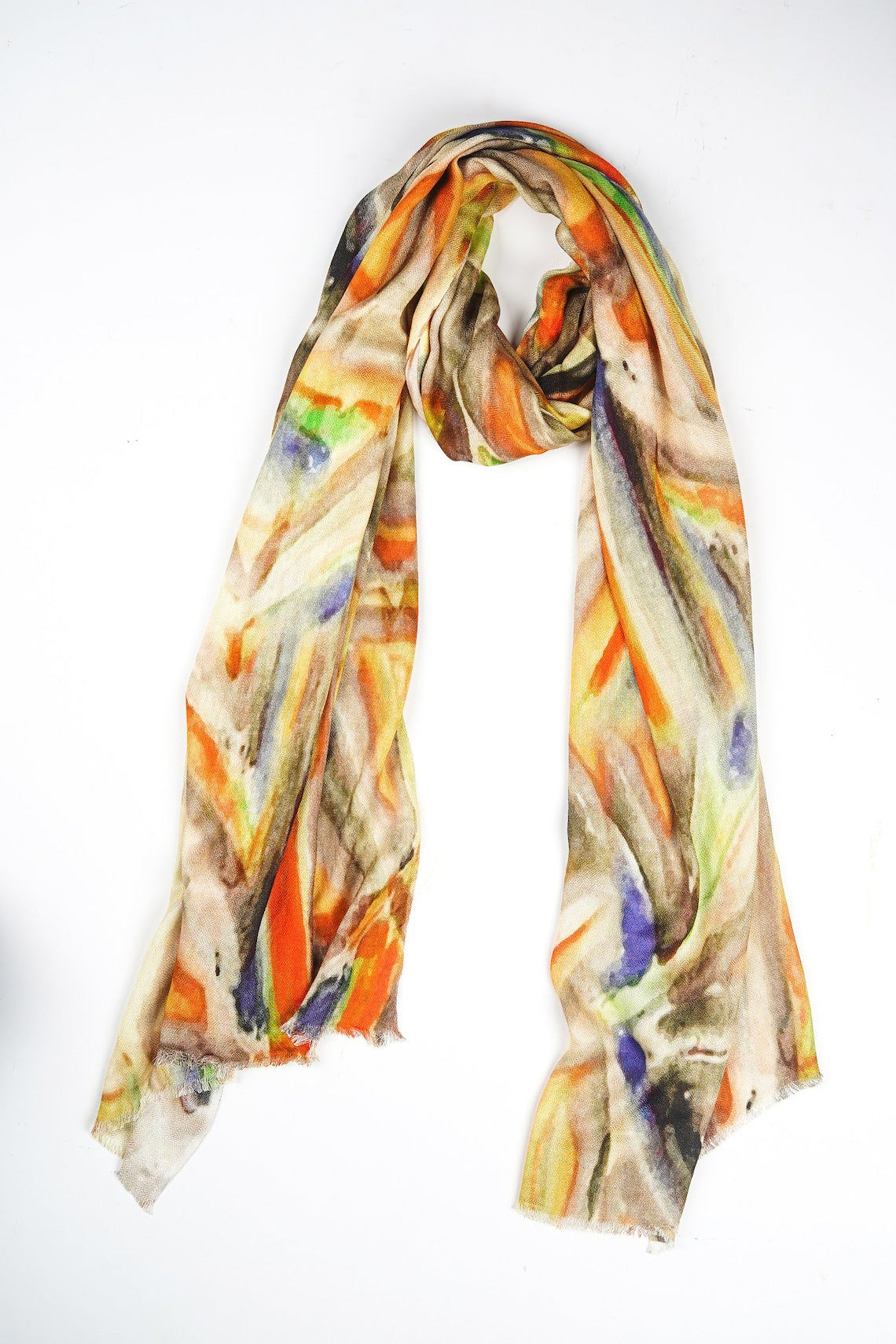 Silk Modal Scarf, long all season scarf in luxurious fabric blend, shawl and wrap, accessories for women, gifts for her, summer scarf, shawl - Yellow/Cream