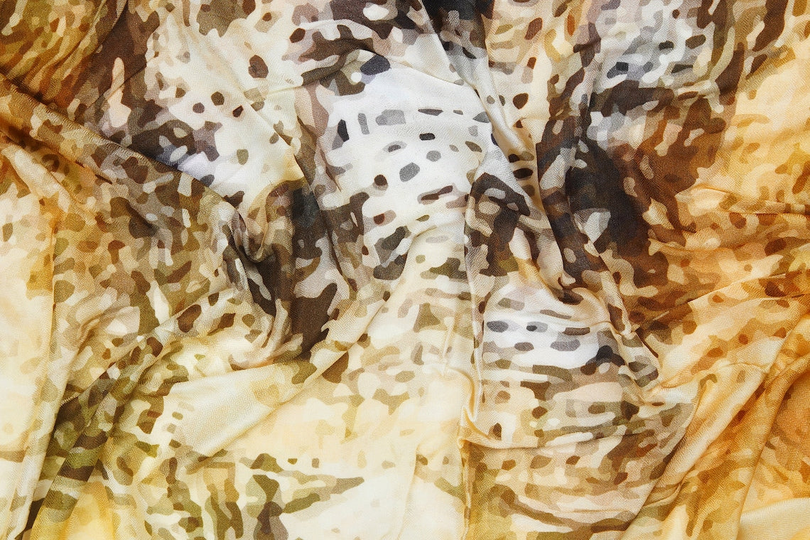 Silk Modal Scarf, long all season scarf in luxurious fabric blend, shawl and wrap, accessories for women, gifts for her, summer scarf, shawl - Mustard/Cream