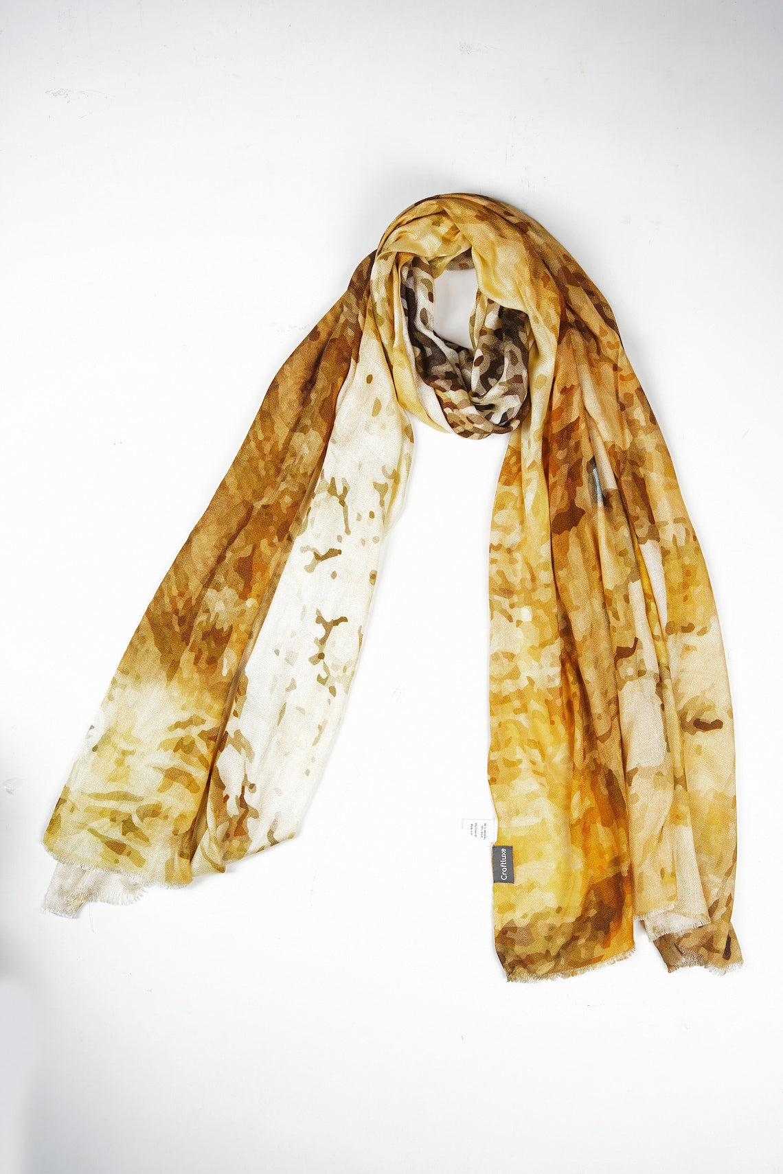 Silk Modal Scarf, long all season scarf in luxurious fabric blend, shawl and wrap, accessories for women, gifts for her, summer scarf, shawl - Mustard/Cream