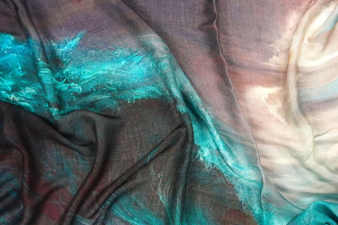 Silk Modal Scarf, long all season scarf in luxurious fabric blend, shawl and wrap, accessories for women, gifts for her, summer scarf, shawl - Ocean Blue