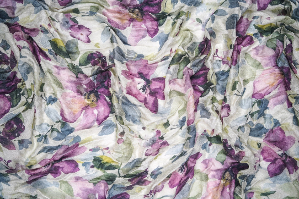 Silk Modal Scarf, long all season scarf in luxurious fabric blend, shawl and wrap, accessories for women, gifts for her, summer scarf, shawl - White/Pink