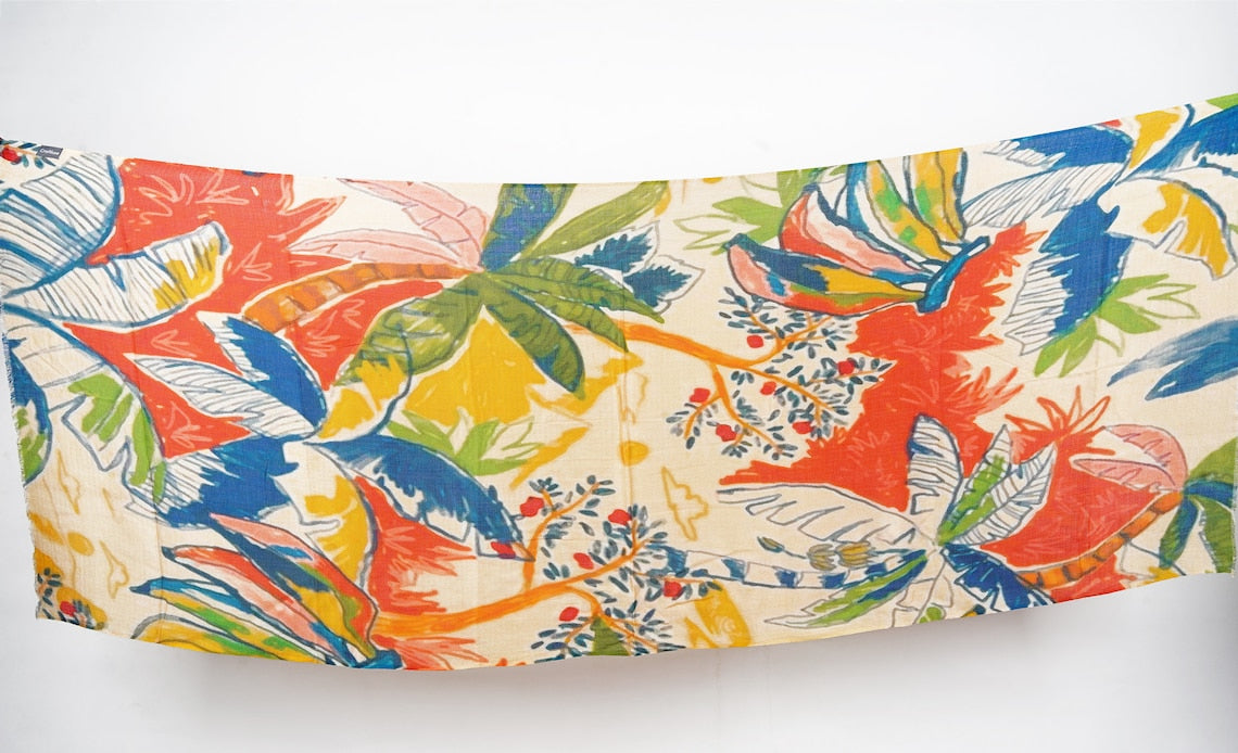 Silk Modal Scarf, long all season scarf in luxurious fabric blend, shawl and wrap, accessories for women, gifts for her, summer scarf, shawl - Cream/Yellow