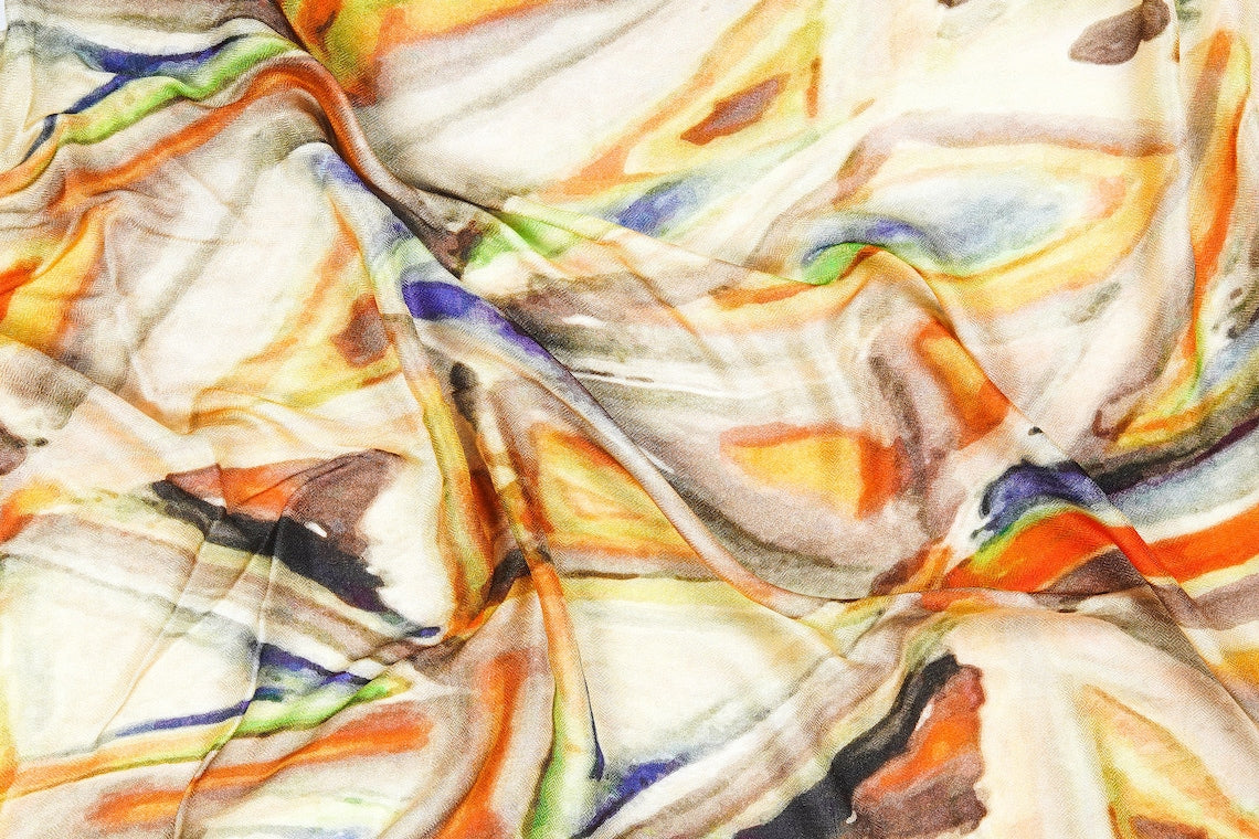 Silk Modal Scarf, long all season scarf in luxurious fabric blend, shawl and wrap, accessories for women, gifts for her, summer scarf, shawl - Yellow/Cream