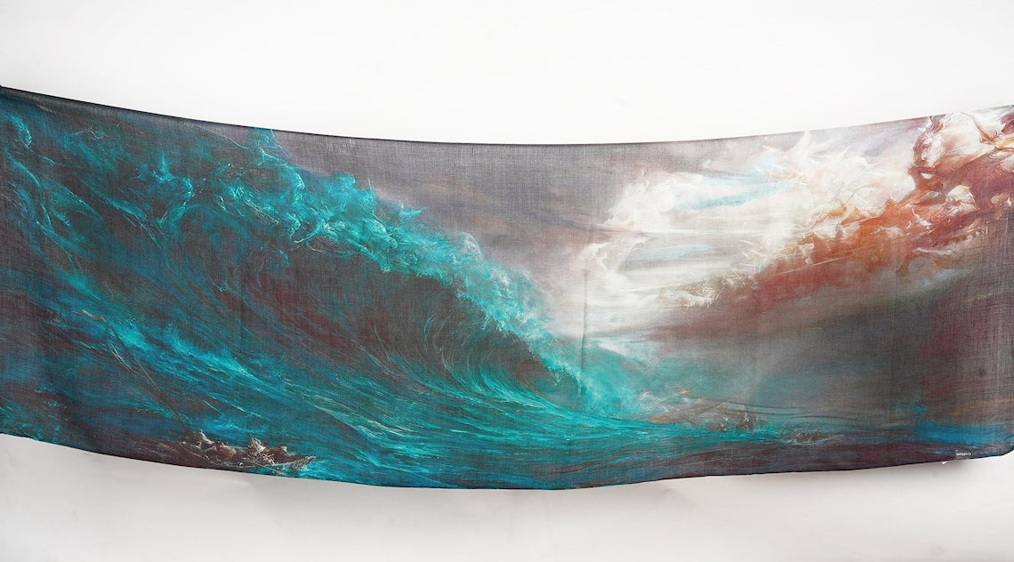 Silk Modal Scarf, long all season scarf in luxurious fabric blend, shawl and wrap, accessories for women, gifts for her, summer scarf, shawl - Ocean Blue