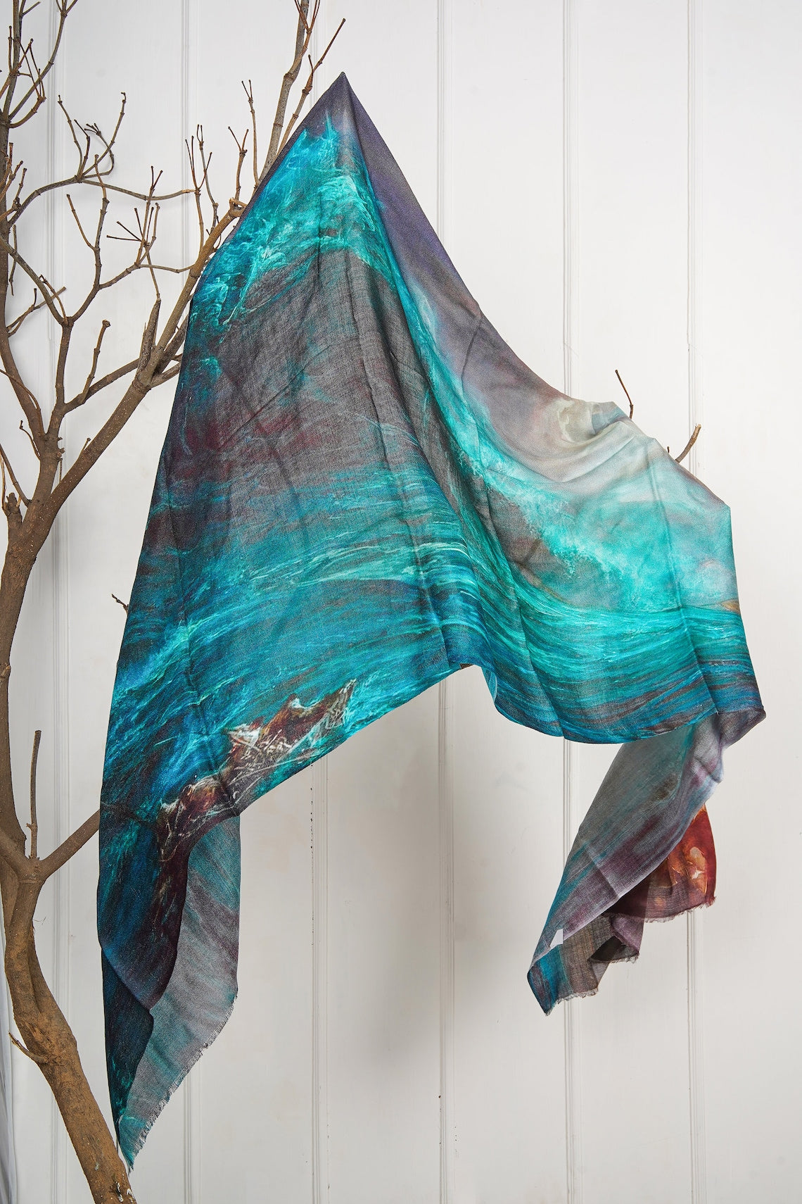 Silk Modal Scarf, long all season scarf in luxurious fabric blend, shawl and wrap, accessories for women, gifts for her, summer scarf, shawl - Ocean Blue