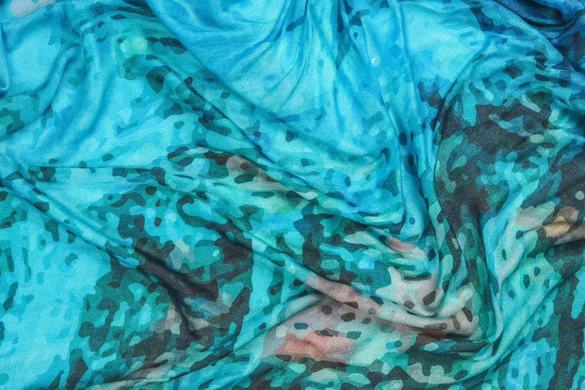 Silk Modal Scarf, long all season scarf in luxurious fabric blend, shawl and wrap, accessories for women, gifts for her, summer scarf, shawl - Blue
