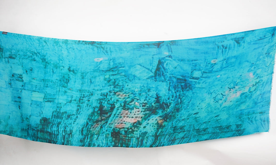 Silk Modal Scarf, long all season scarf in luxurious fabric blend, shawl and wrap, accessories for women, gifts for her, summer scarf, shawl - Blue