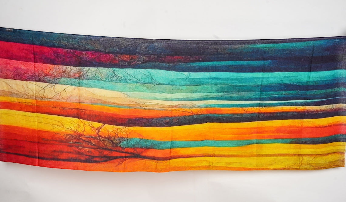 Silk Modal Scarf, long all season scarf in luxurious fabric blend, shawl and wrap, accessories for women, gifts for her, summer scarf, shawl - Rainbow