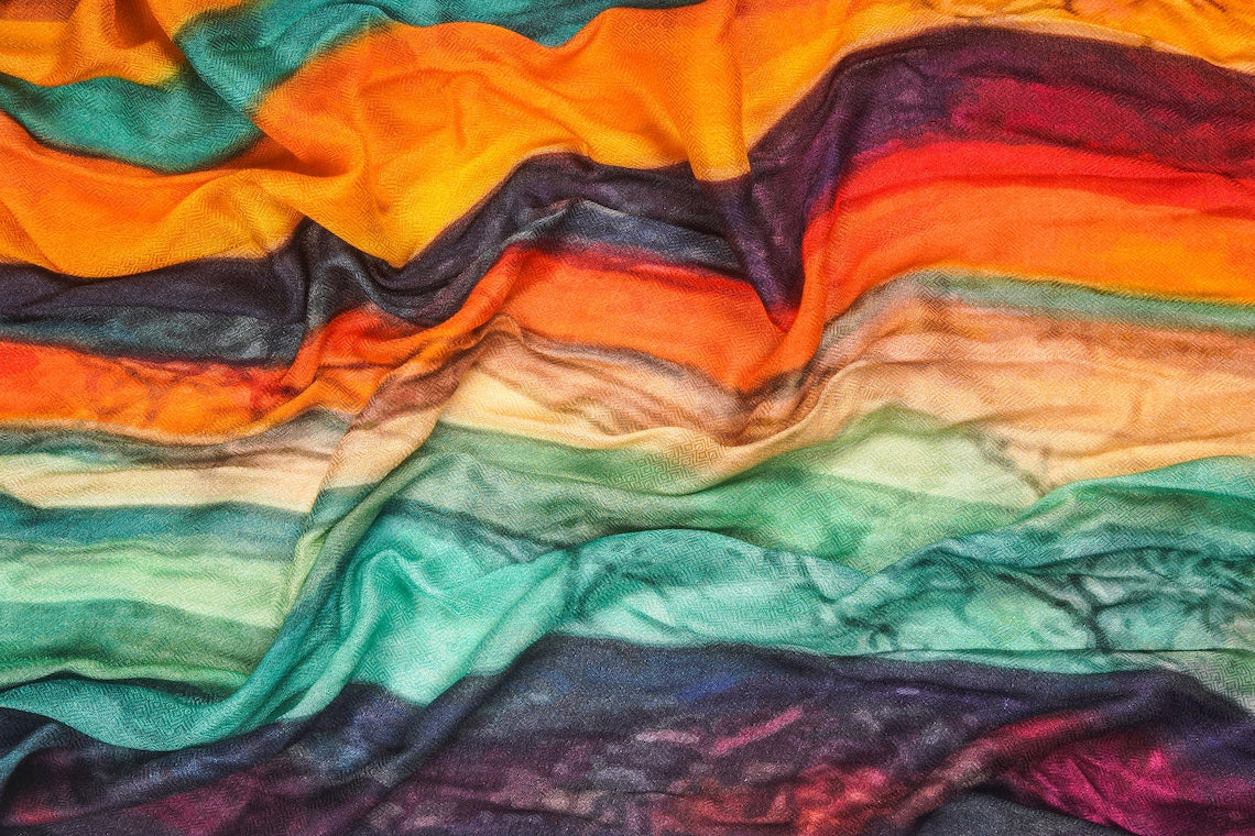 Silk Modal Scarf, long all season scarf in luxurious fabric blend, shawl and wrap, accessories for women, gifts for her, summer scarf, shawl - Rainbow