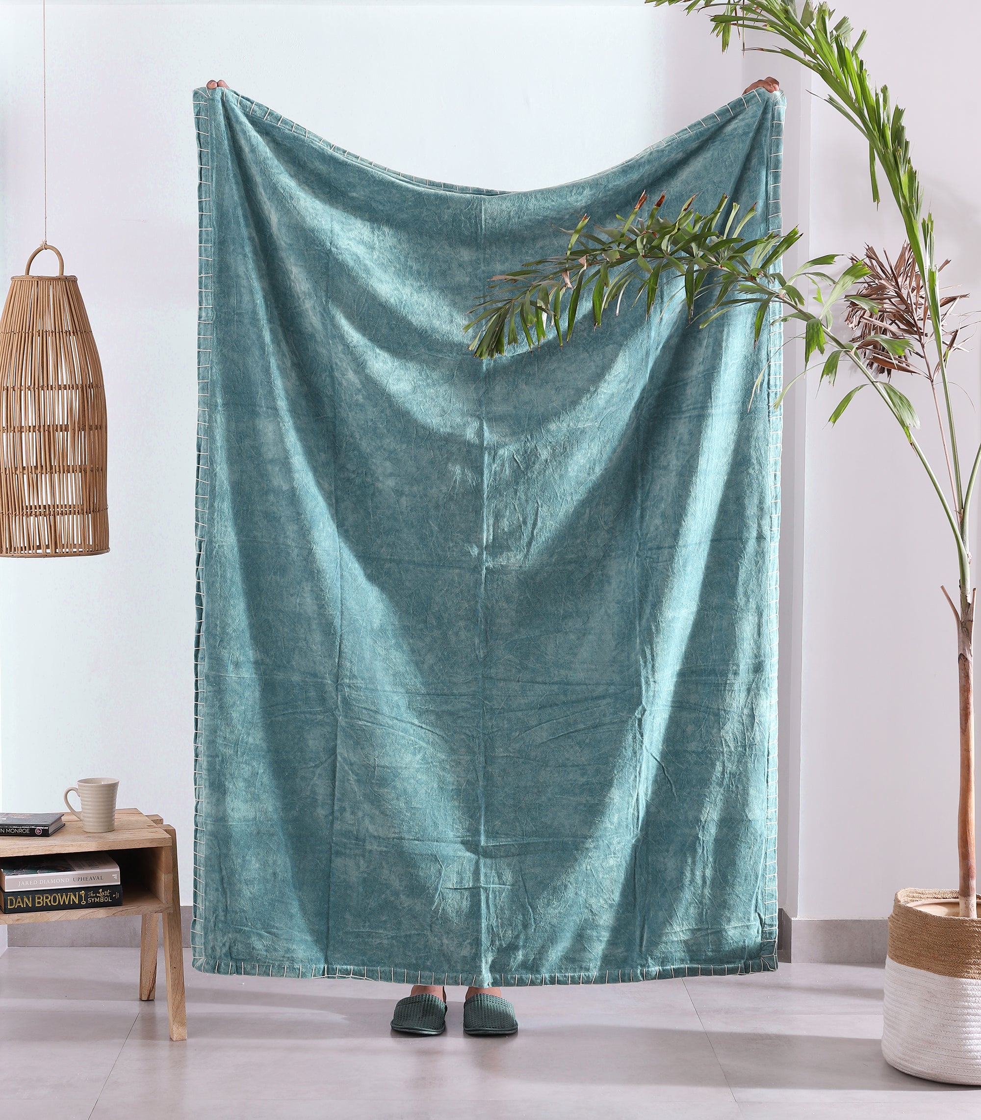Luxury Rustic Cotton Velvet Throw Rug Blanket Quilt | Large Picnic Throw Rug | Gift Valentines Mothers Day Easter | Boho Throw | Home Décor