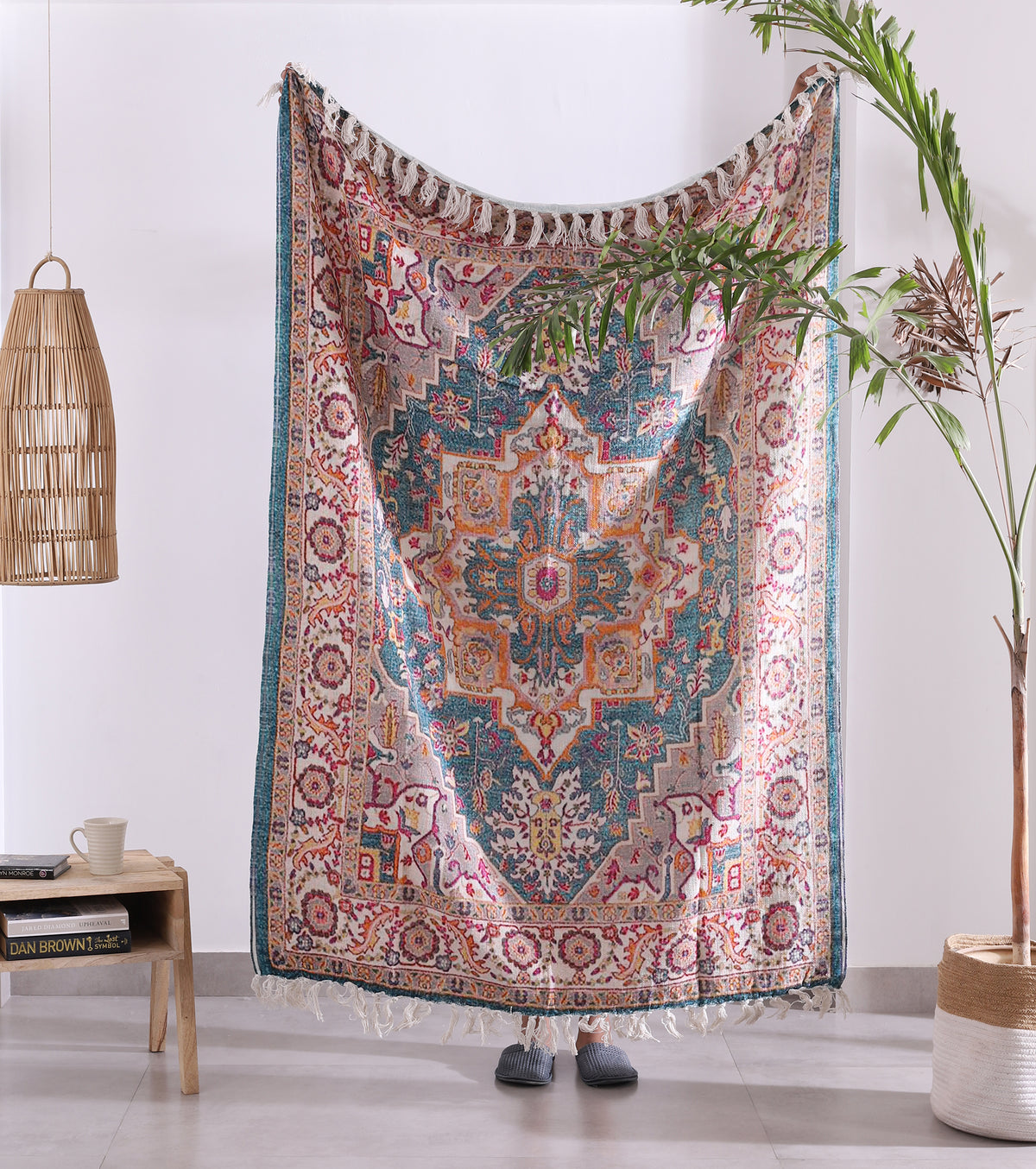 Luxury Rustic Cotton Wool Throw Rug Blanket Quilt | Large Picnic Throw