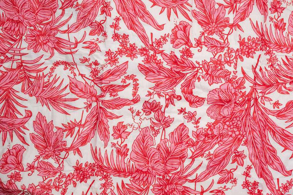 Botanical floral cotton quilt in blush tones