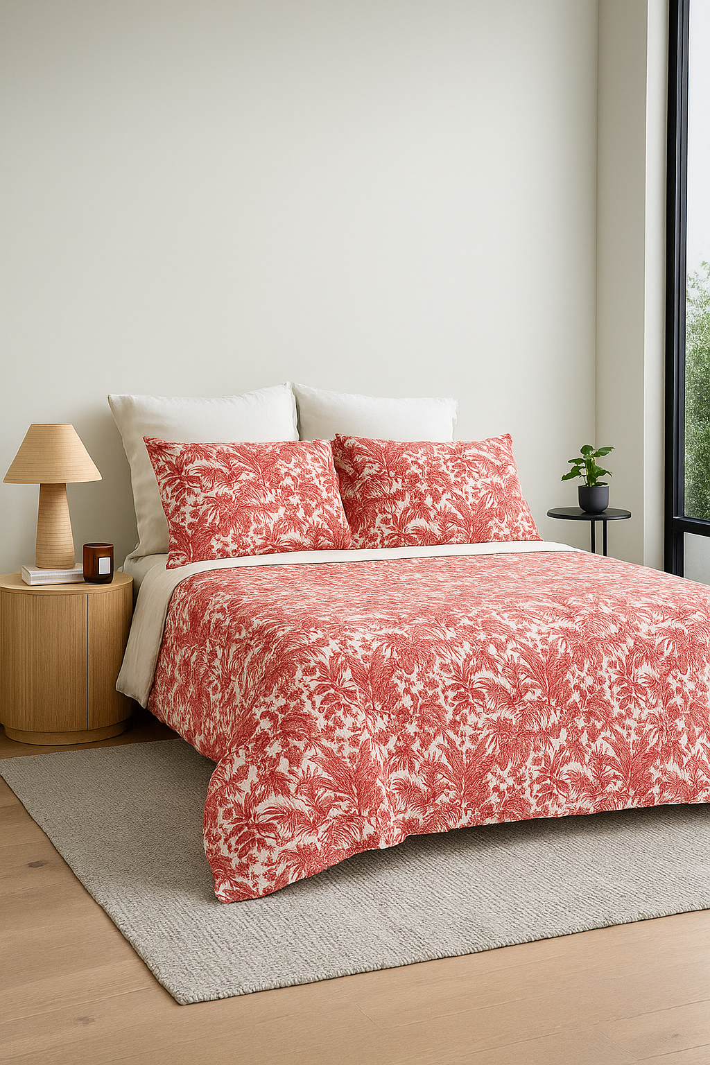 Elegant blush botanical cotton bed quilt