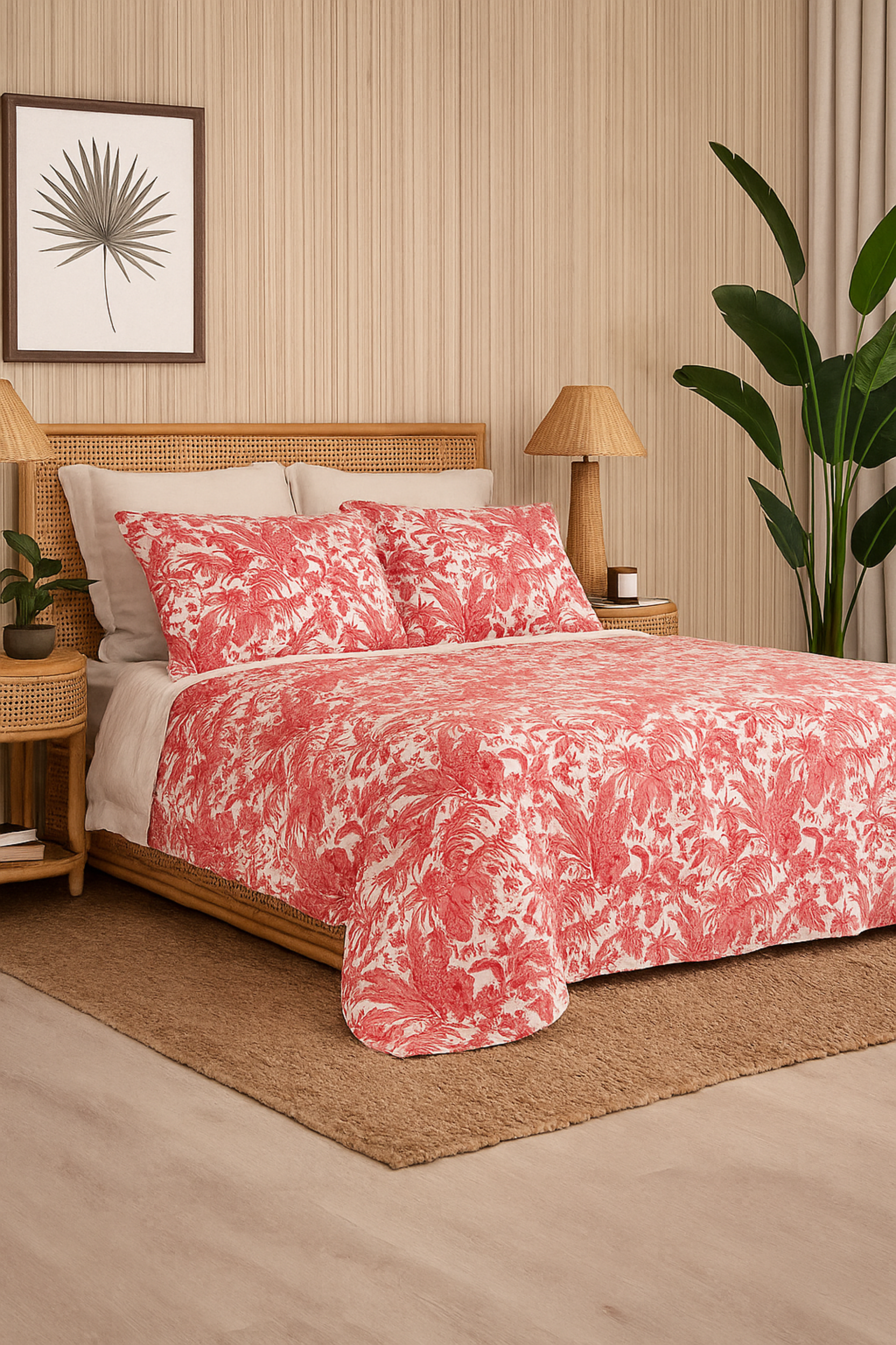 Blush Botanica floral cotton quilt for bedroom