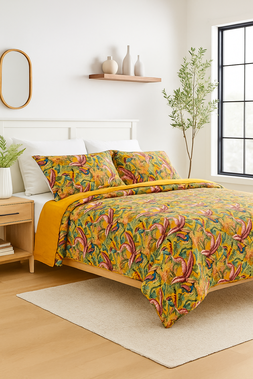Tropical Paradise Cotton Quilt Set with Birds of Paradise Print