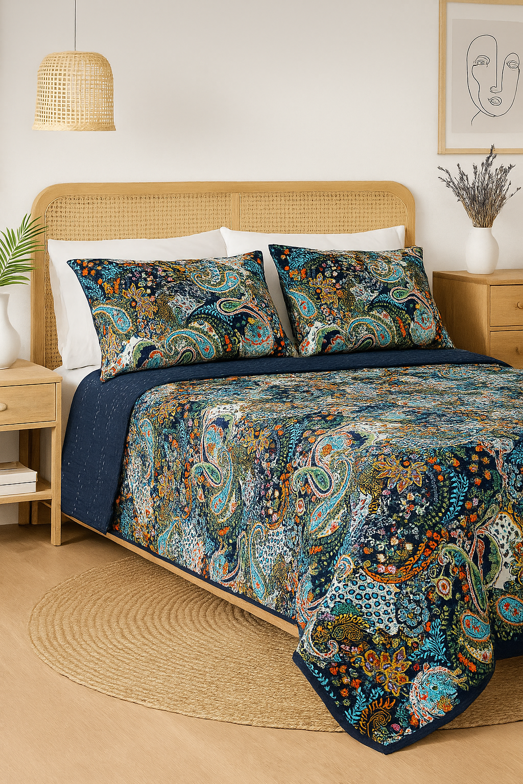 Midnight Paisley Boho Quilt Set 210x250cm by Craftluxe