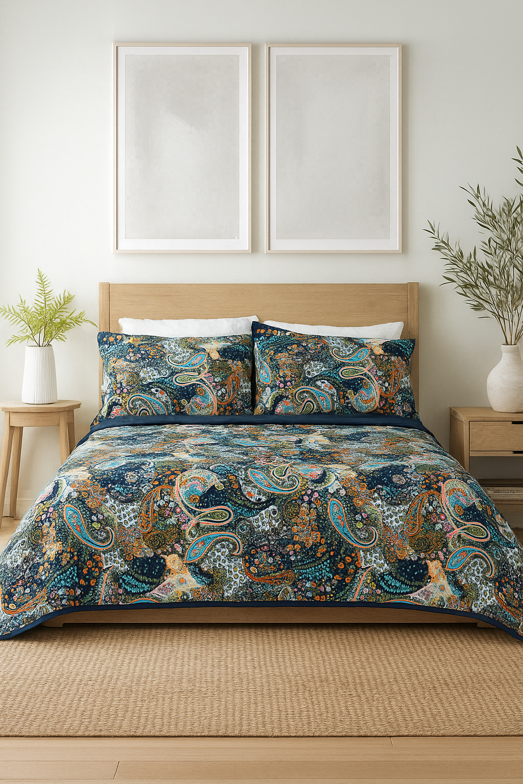 Vibrant Bohemian Paisley Quilt for Stylish Bedroom Decor