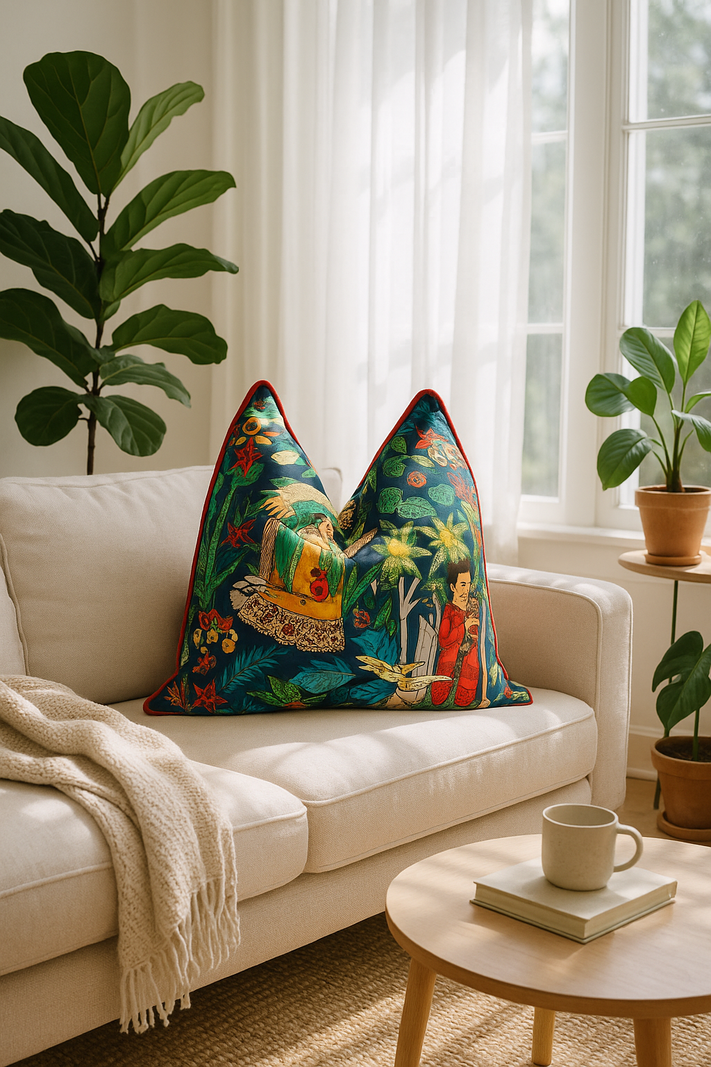 Bold bohemian Mystical Frida cotton cushion cover for home decor