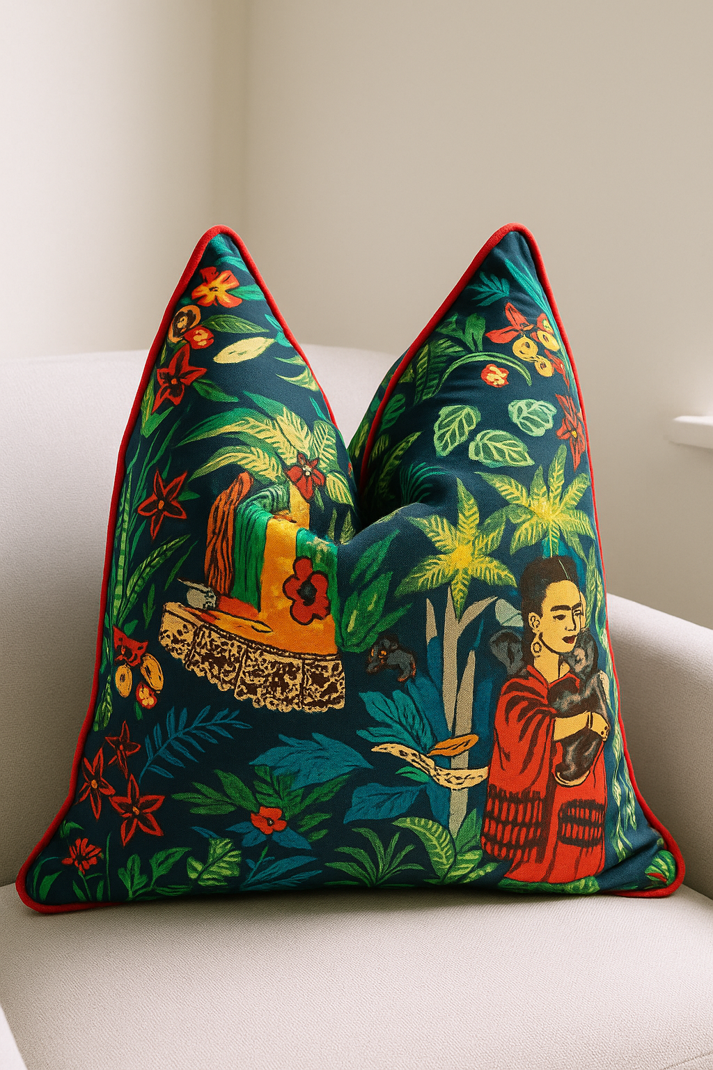 Mystical Frida artistic cotton cushion cover for sofa or bed