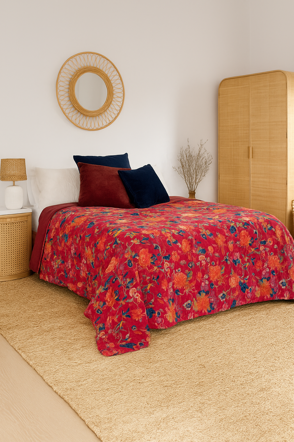 Velvet Bloom Luxe Quilt in Crimson Carnival by Craftluxe