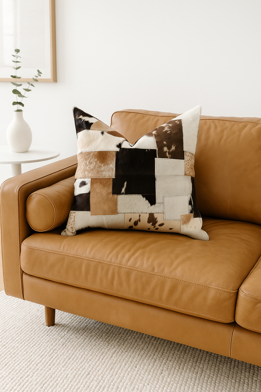 60x60cm rustic cowhide pillow cover for sofa and home decor