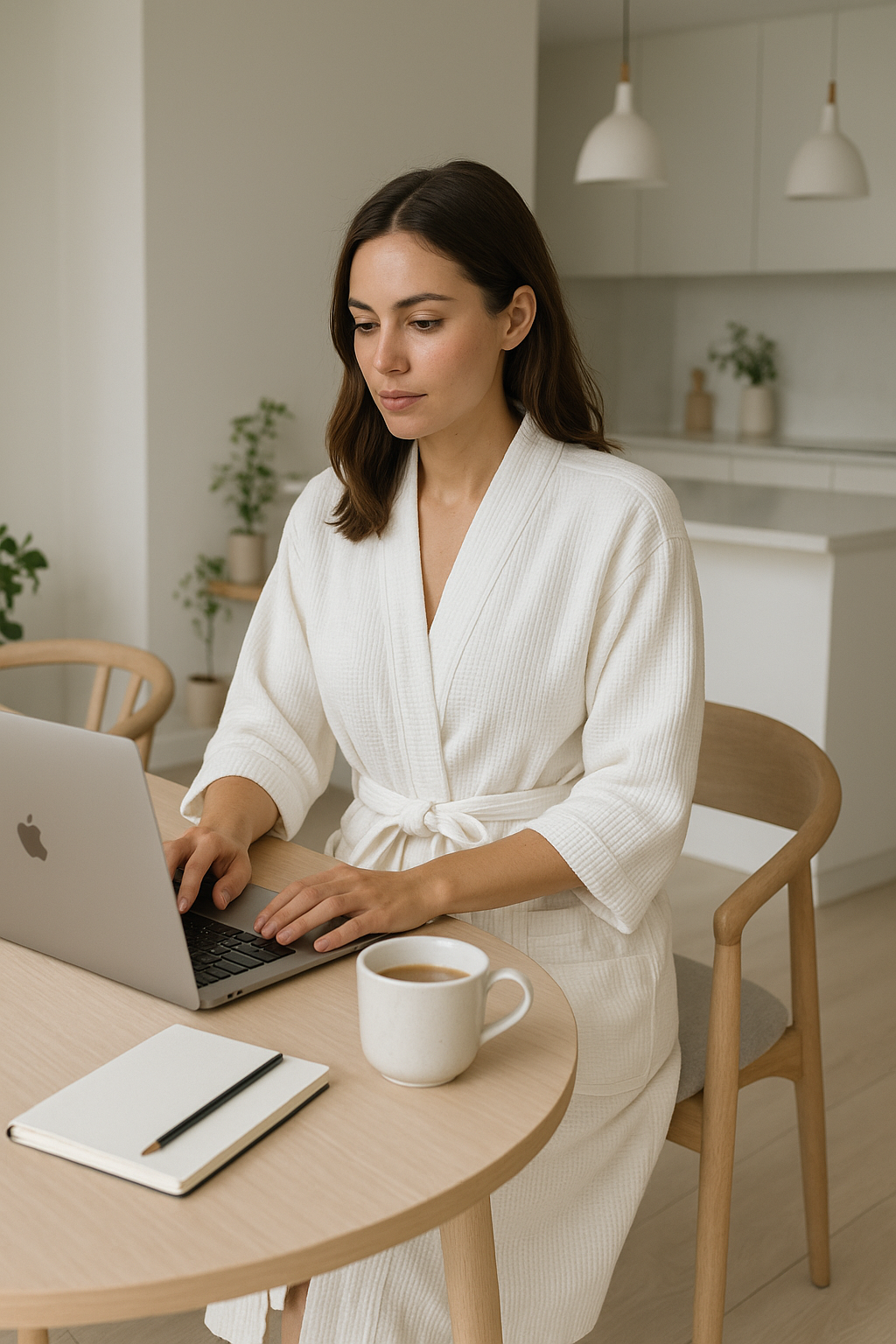 Soft white cotton waffle weave bathrobe for women