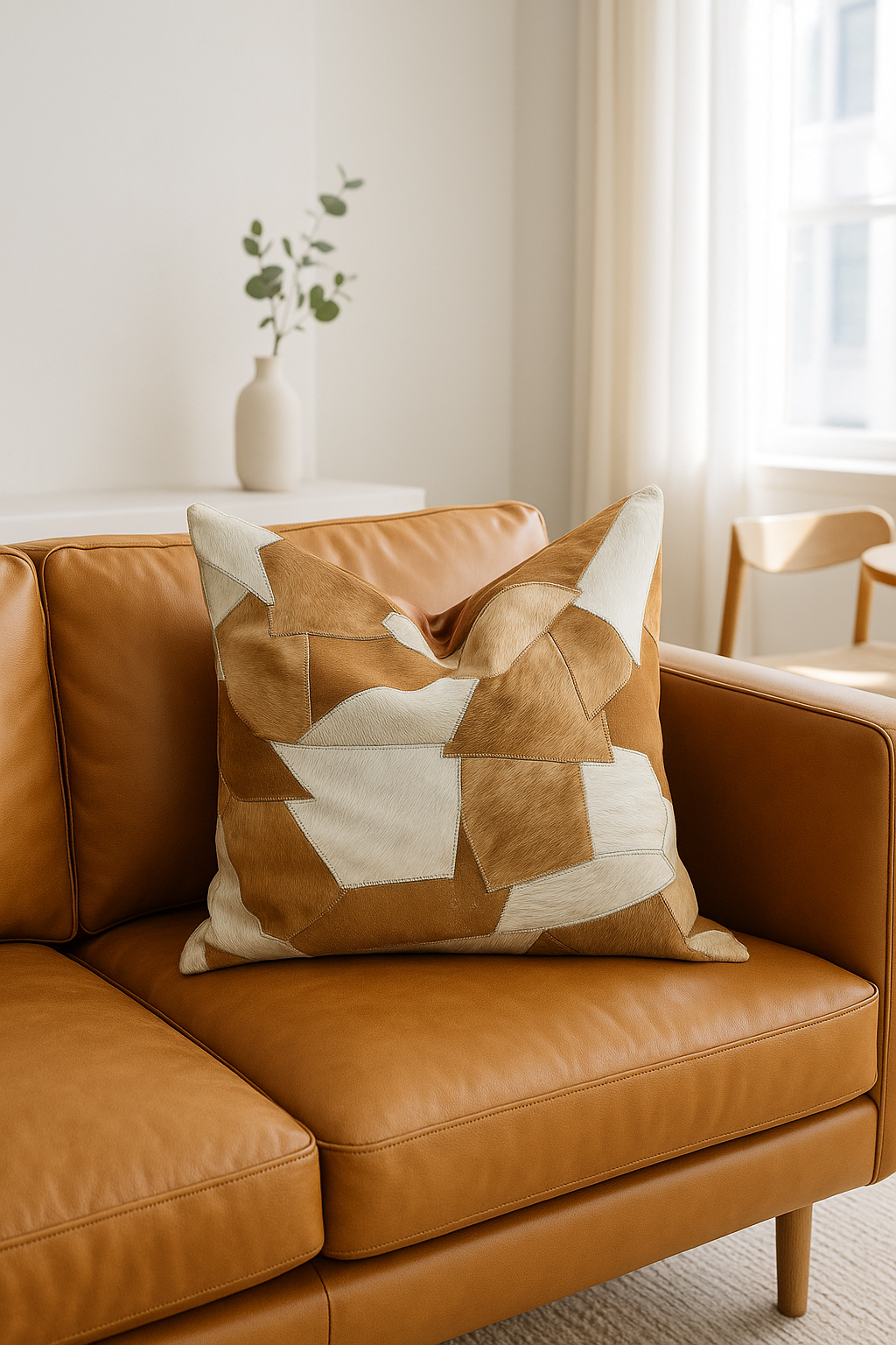 60x60cm patchwork cowhide cushion cover for sofa and living room