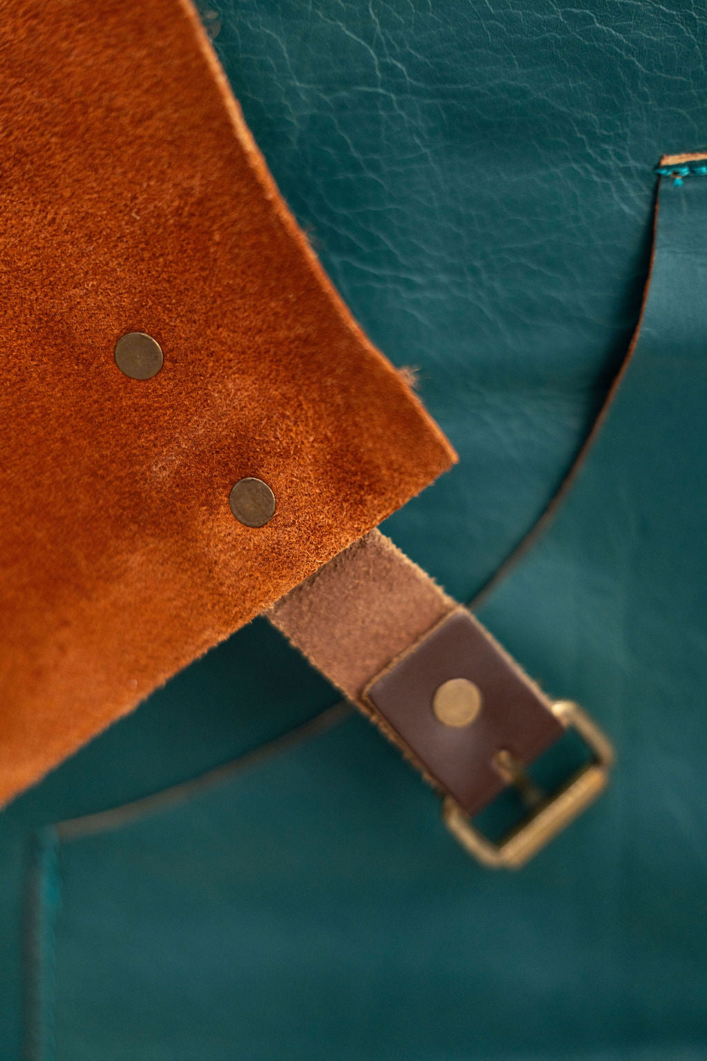 Premium ocean teal leather apron for crafts cooking and workshop use