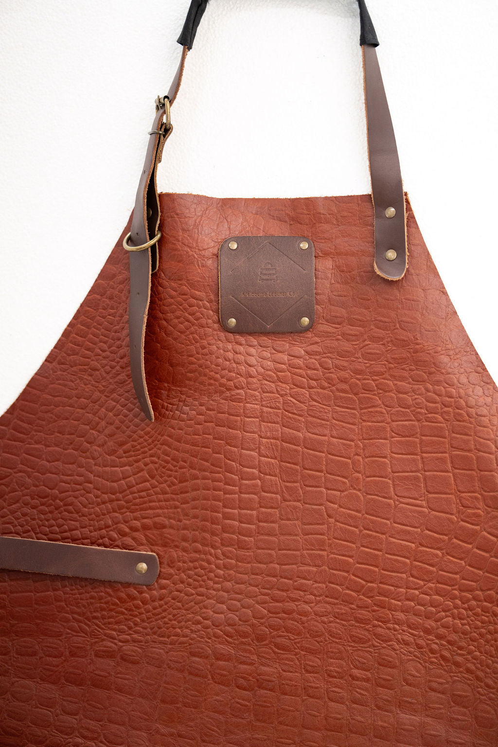 Croc embossed leather workshop apron for artisans and makers