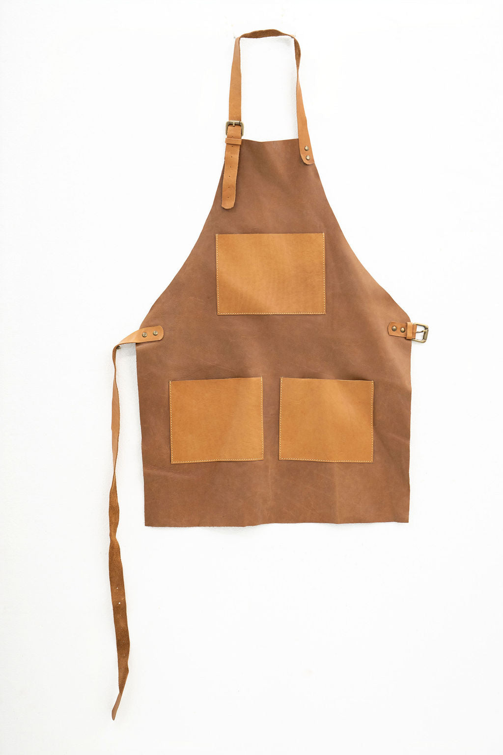 Premium tan leather work apron for craftsmen and artisans