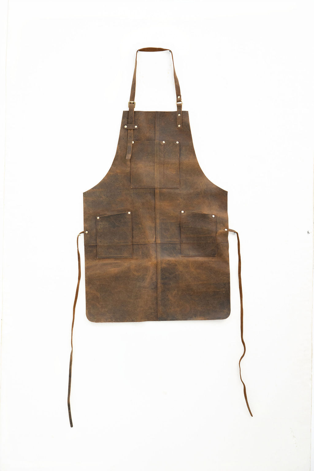 Heavy duty brown leather work apron