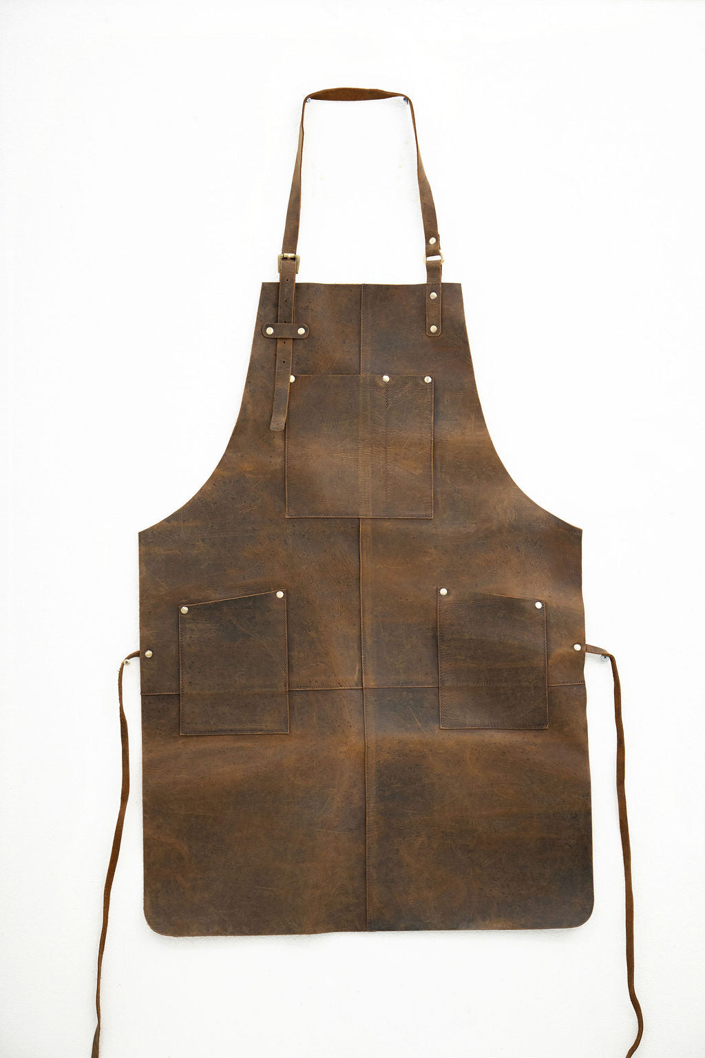 Premium brown leather workshop apron for craftsmen