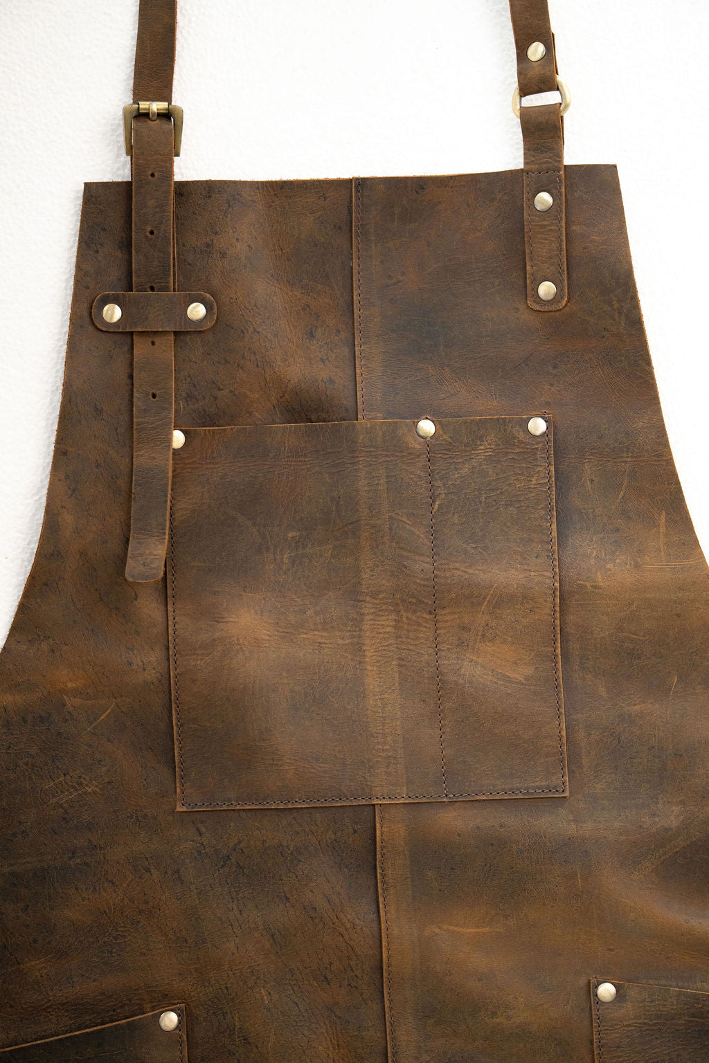 Vintage leather work apron for woodworking and workshop use