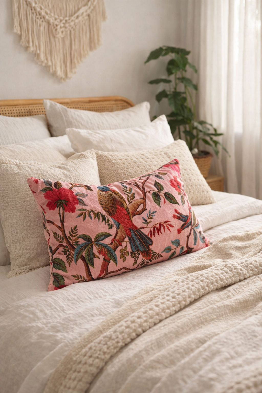 30x50cm floral bird lumbar pillow cover for sofa and bed