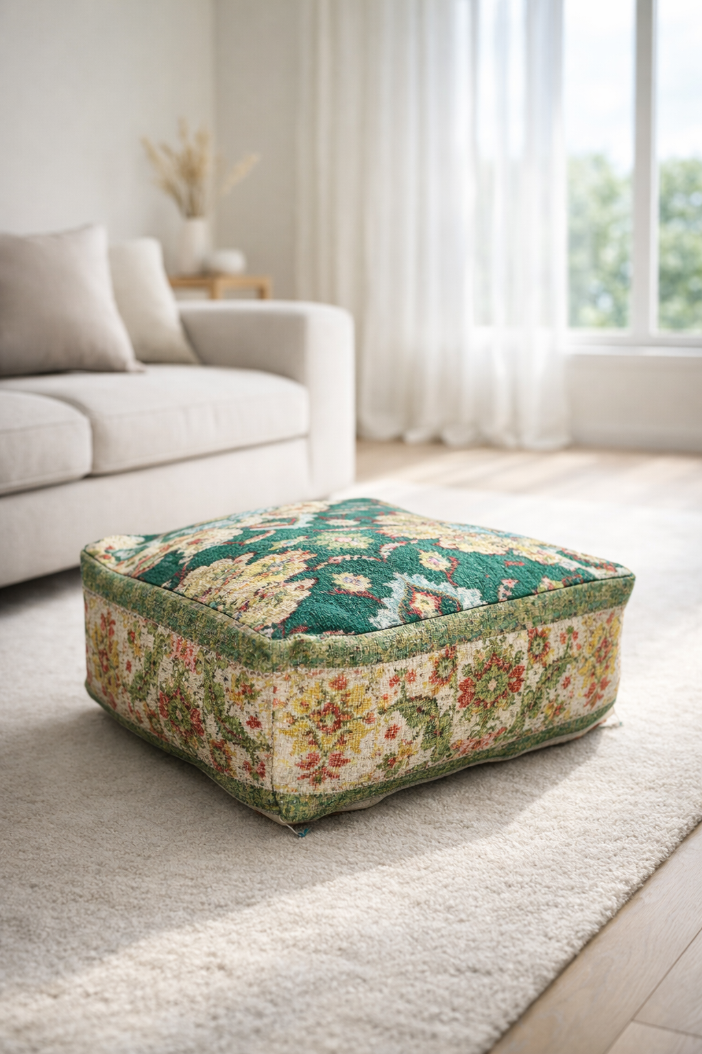 Vintage kilim cotton ottoman cushion cover for floor seating