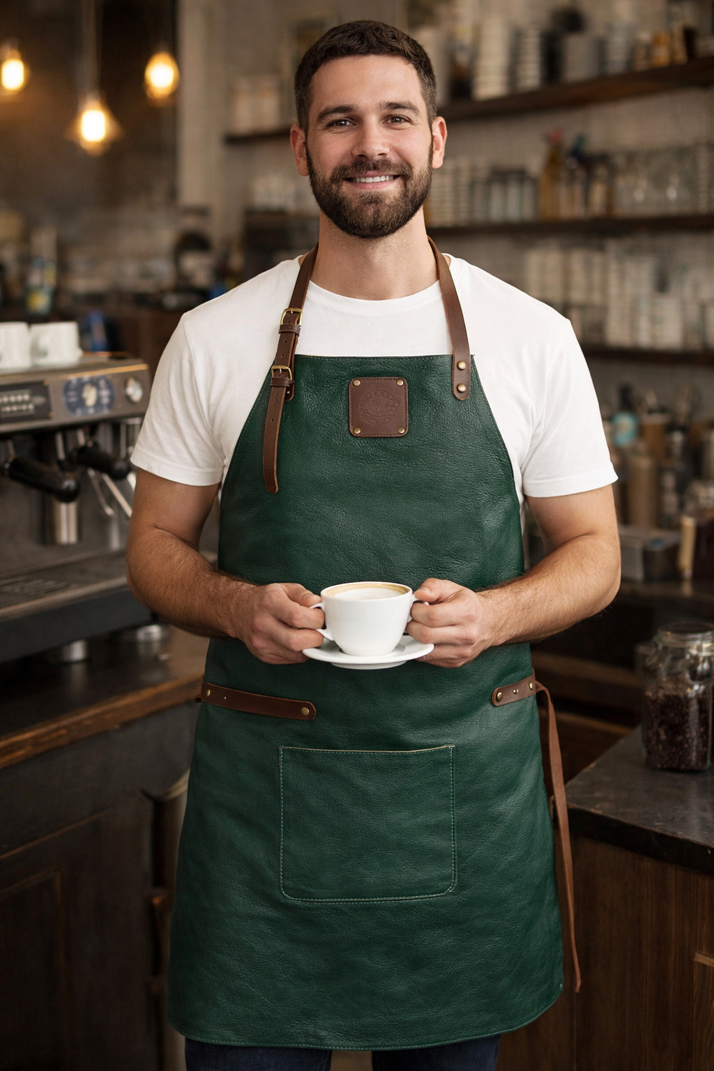 Premium Forest Green Leather Apron for Craftsmen