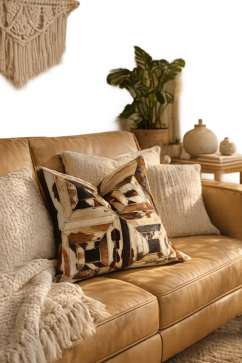 Craftluxe luxury cowhide cushion for rustic home décor