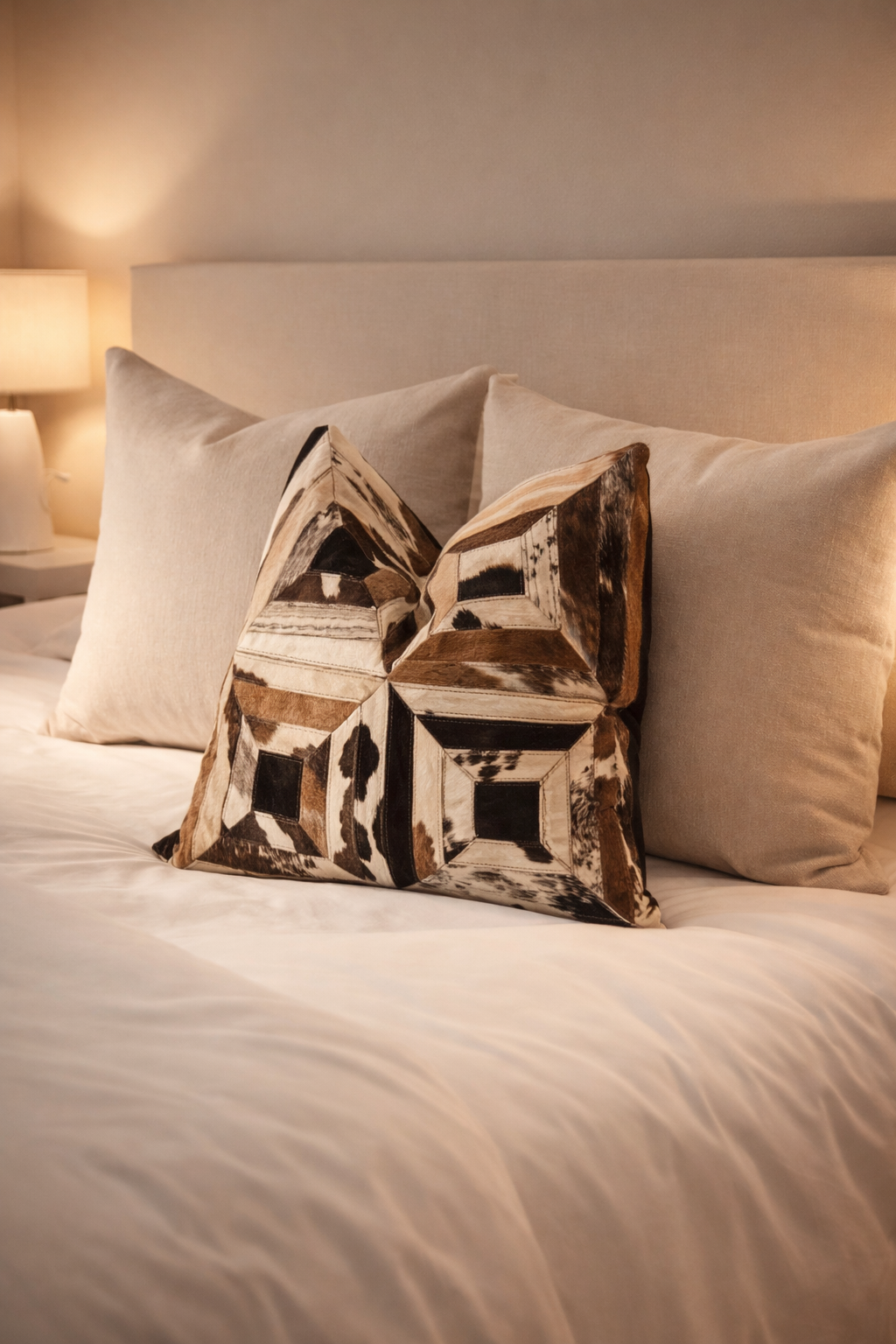 Premium handmade cowhide decorative pillow for home