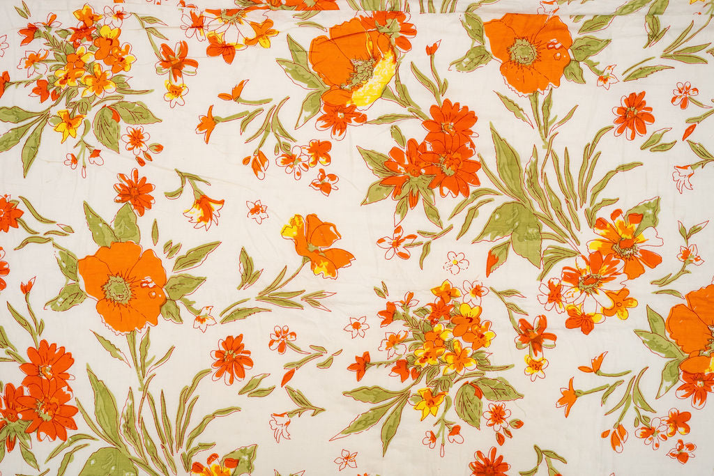 Elegant green handprinted cotton bed quilt set botanical pattern