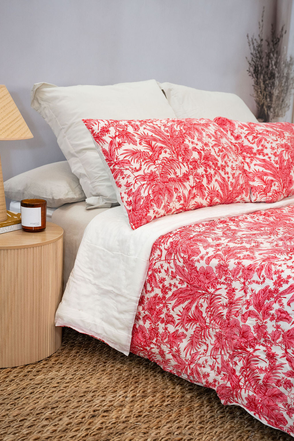 Blush Botanica cotton bedding quilt for bedroom