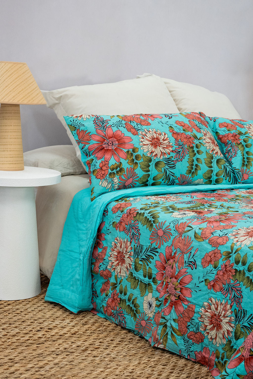 Craftluxe King Size Cotton Bedspread with Floral Design