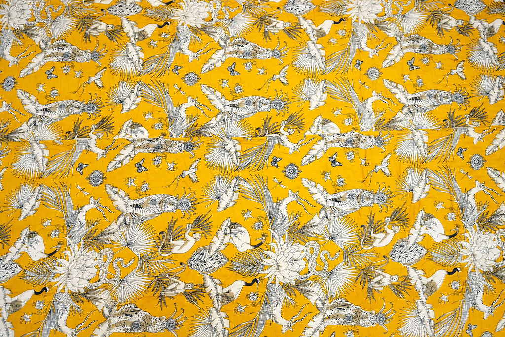 Craftluxe Golden Bloom Cotton Quilt Set with Bird and Floral Print