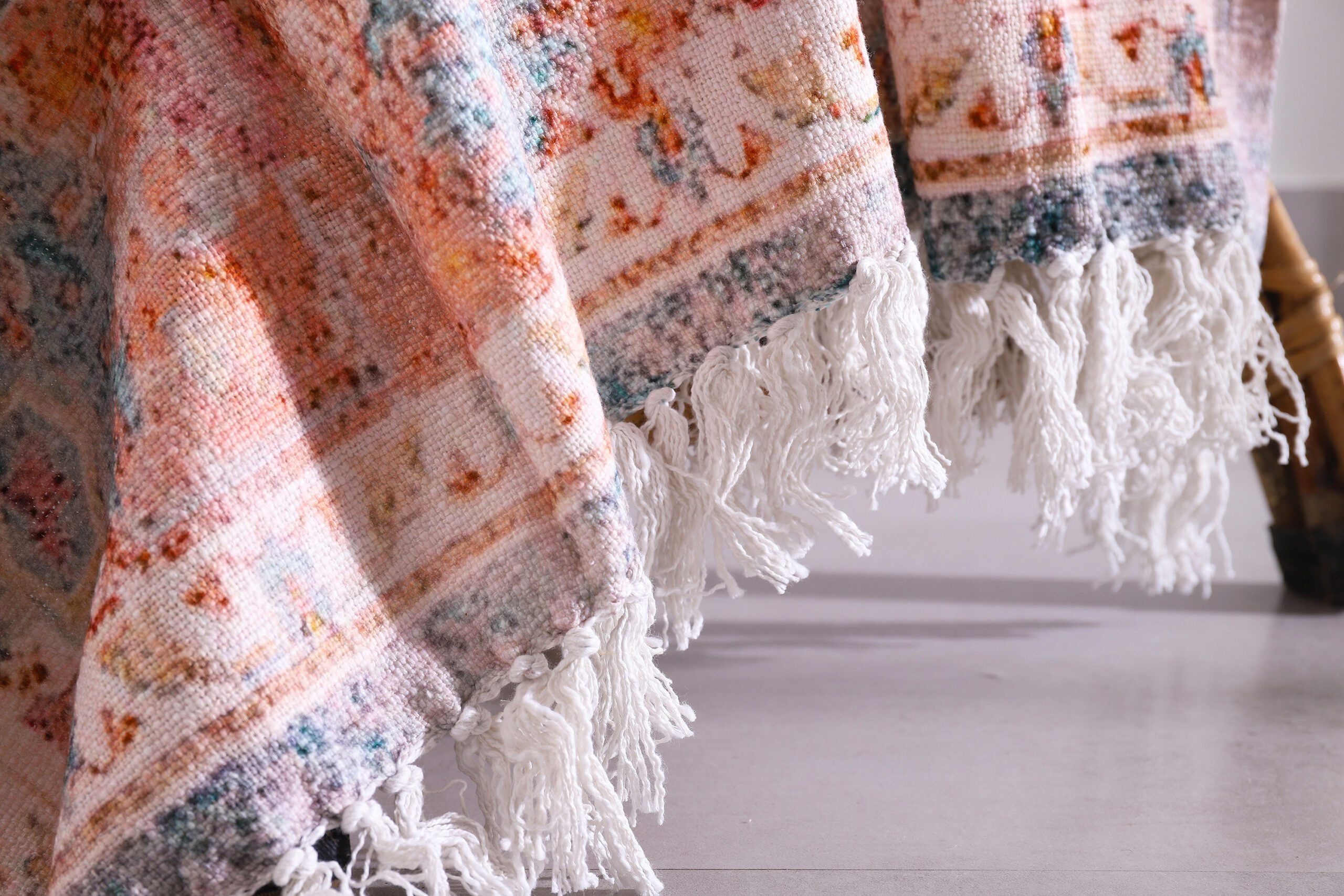 Luxury Rustic Cotton Wool Throw Rug Blanket Quilt | Large Picnic Throw Rug | Gift Valentines Mothers Day Easter | Boho Throw | Home Décor