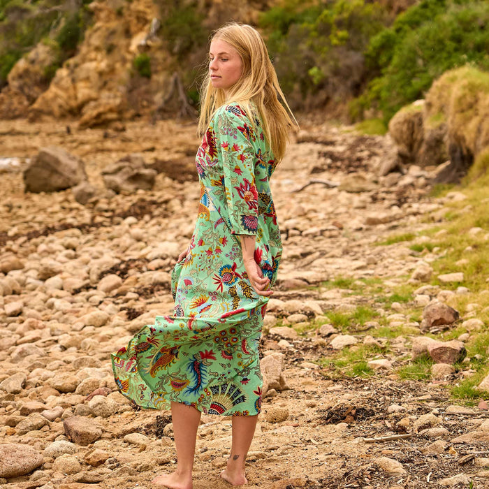 Set of 2 Cotton Maxi Dress - Vibrant Floral Coastal Cover-Up
