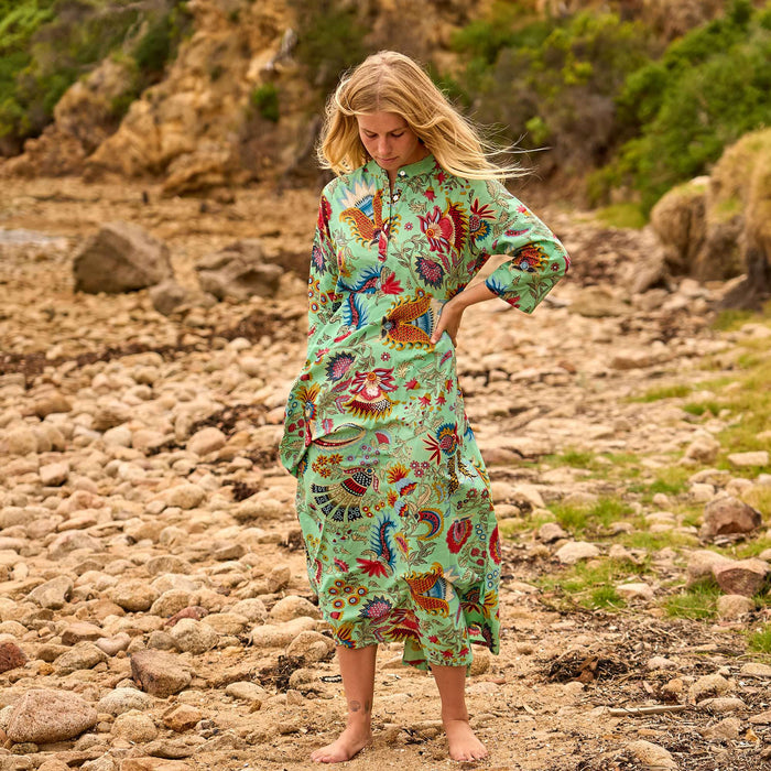Set of 2 Cotton Maxi Dress - Vibrant Floral Coastal Cover-Up